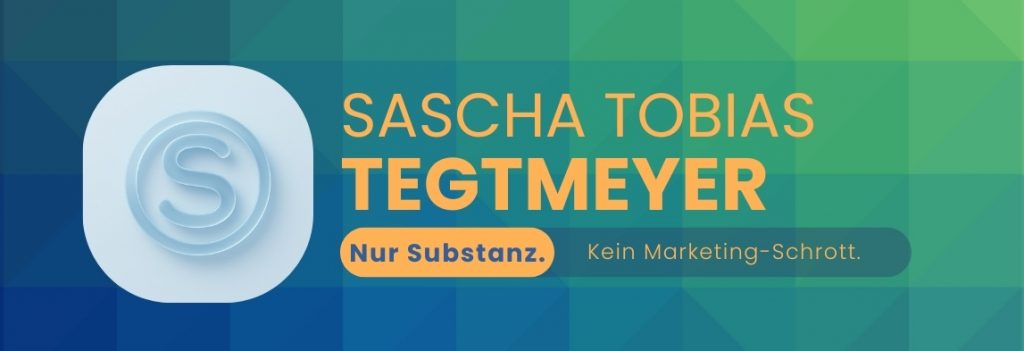 Mein Werbebanner für meinen Online-Shop, auf dem mein Name steht, und der ist so genannt: „Nur Substanz, kein Marketing-Schrott.“
